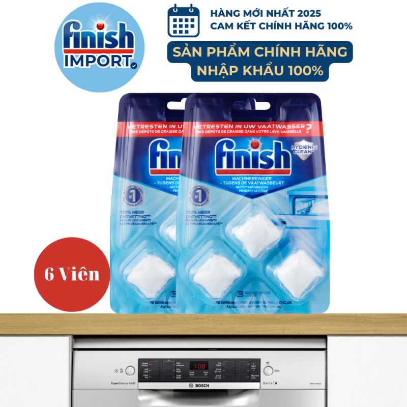 COMBO 2 Vỉ viên vệ sinh bảo trì máy rửa chén Finish hằng tháng (EU-Đức) – (COMBO 6 viên - Khuyên dùng 1 tháng 1 lần/viên).